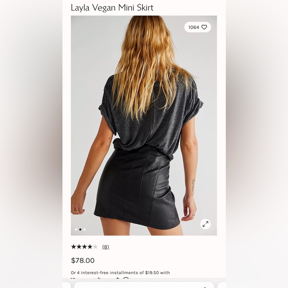 Size 4 black leather vegan skirt